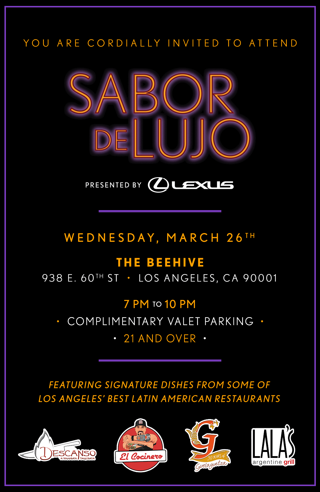 WI Lexus Sabor De Lujo LA RSVP banner
